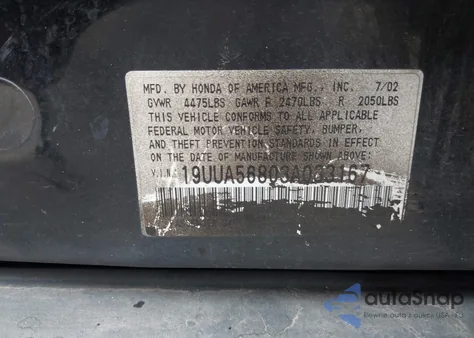 2003 Acura Tl 3.2 Type S z USA, uszkodzony, nr VIN 19UUA56803A033167